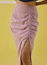 A Model Wearing Handwoven Organic Cotton The Sweet Sunshine Handwoven Organic Cotton Skirt , curated by Only Ethikal